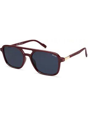 SOJOS Women Aviator Sunglasses Rectangle Sun Glasses Red Frame Blue Lens